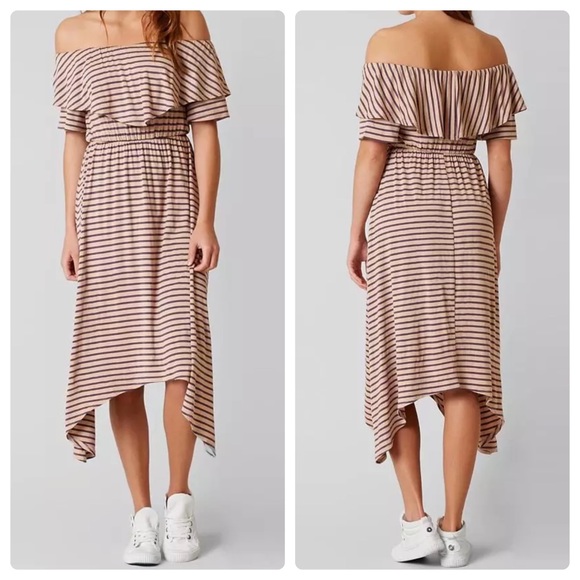 willow & Root Dresses & Skirts - Willow & Root striped off the shoulder dress Medium